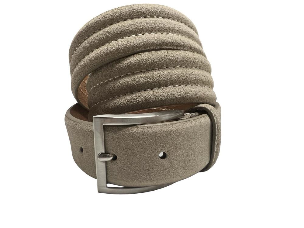 BS110 Men's Suede Belt Genuine Leather Casual Dress Belt 1-3/8" Taupe SZ 36